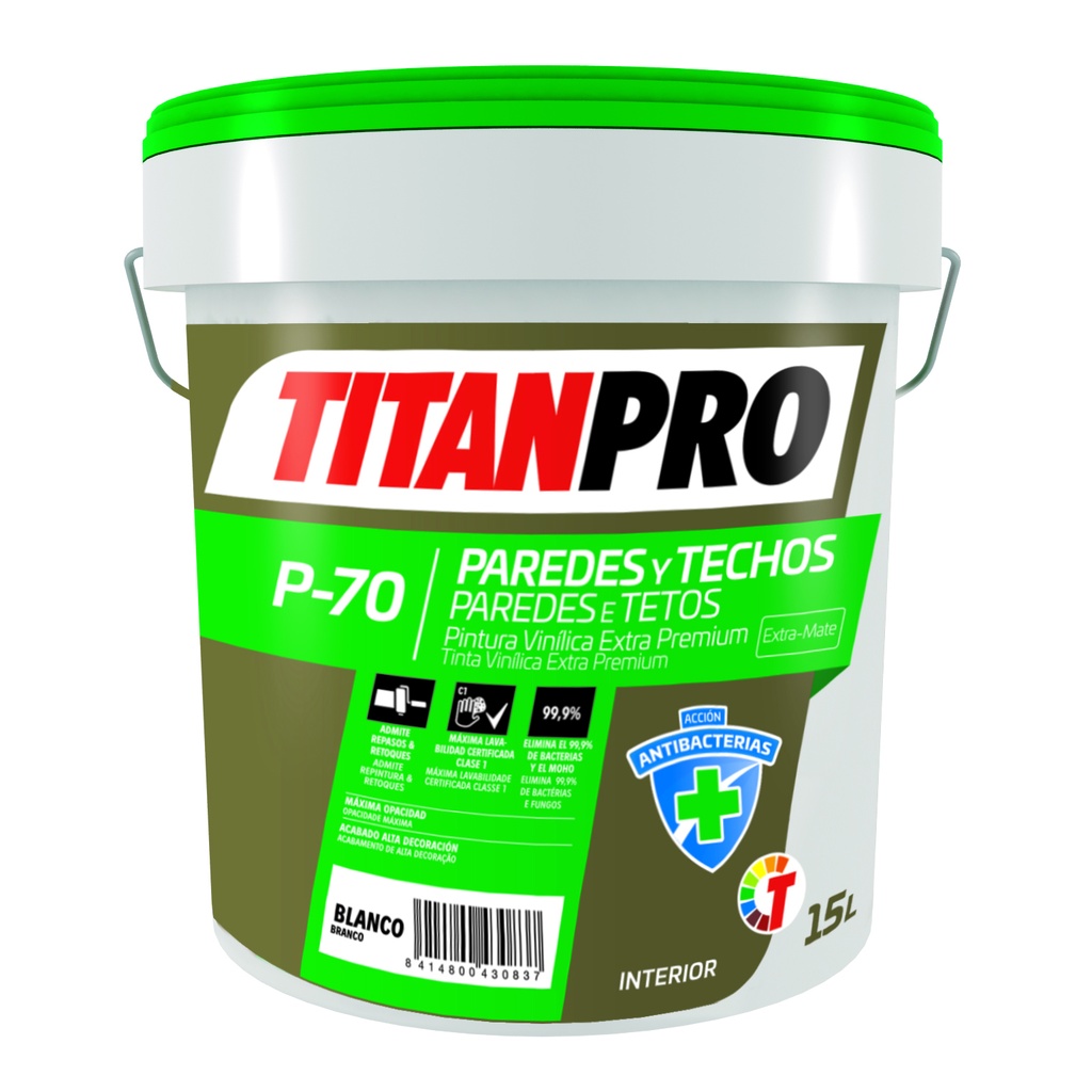 ES Buscar       Imagen del avatar PINTURA ANTIBACTERIAS TITANPRO P-70